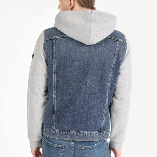 کاپشن مردانه جین کلاهدار ریلکس فیت برند Colin's