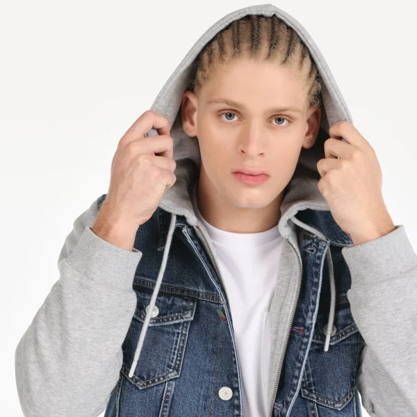 کاپشن مردانه جین کلاهدار ریلکس فیت برند Colin's